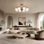 Charger l'image dans la visionneuse de galerie, Glass globe chandelier in a warm living room