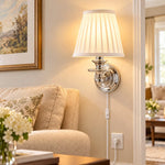 Bild in Gallery-Viewer laden, Rowan No-Wire Pleated Drum Shade Wall Sconce – Plug-In Fabric Wall Light