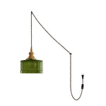 Charger l'image dans la visionneuse de galerie, Chevron Green Glass Plug-In Swag Pendant