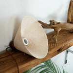 Load image into Gallery viewer, Natural paper pendant shade side view showing socket
