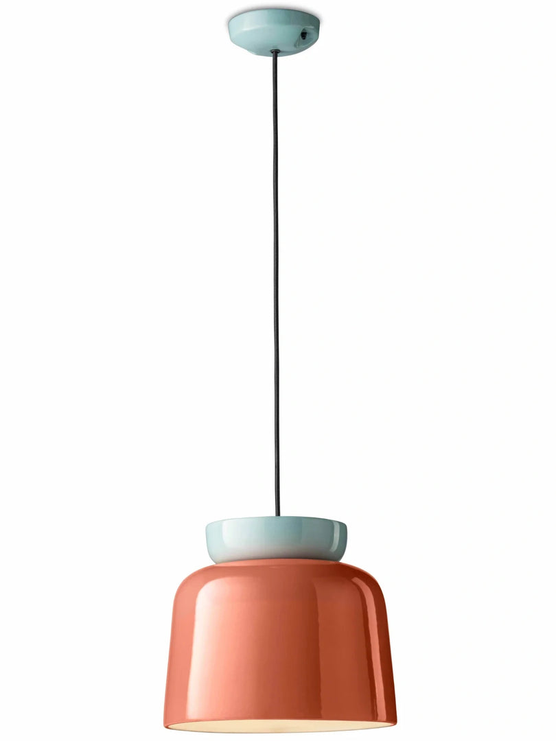 Lampe suspendue en céramique colorée avec drapeau national brésilien, bleu clair moka