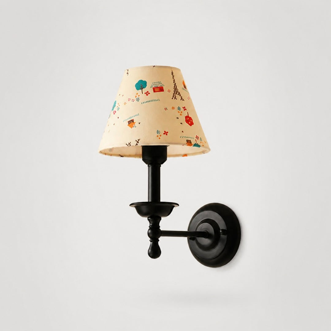 Aplique de pared vintage con pantalla de tela
