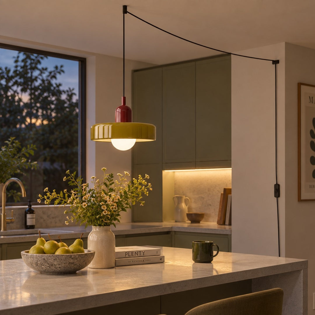 Bauhaus Colorful Glass Plug-In Pendant Light