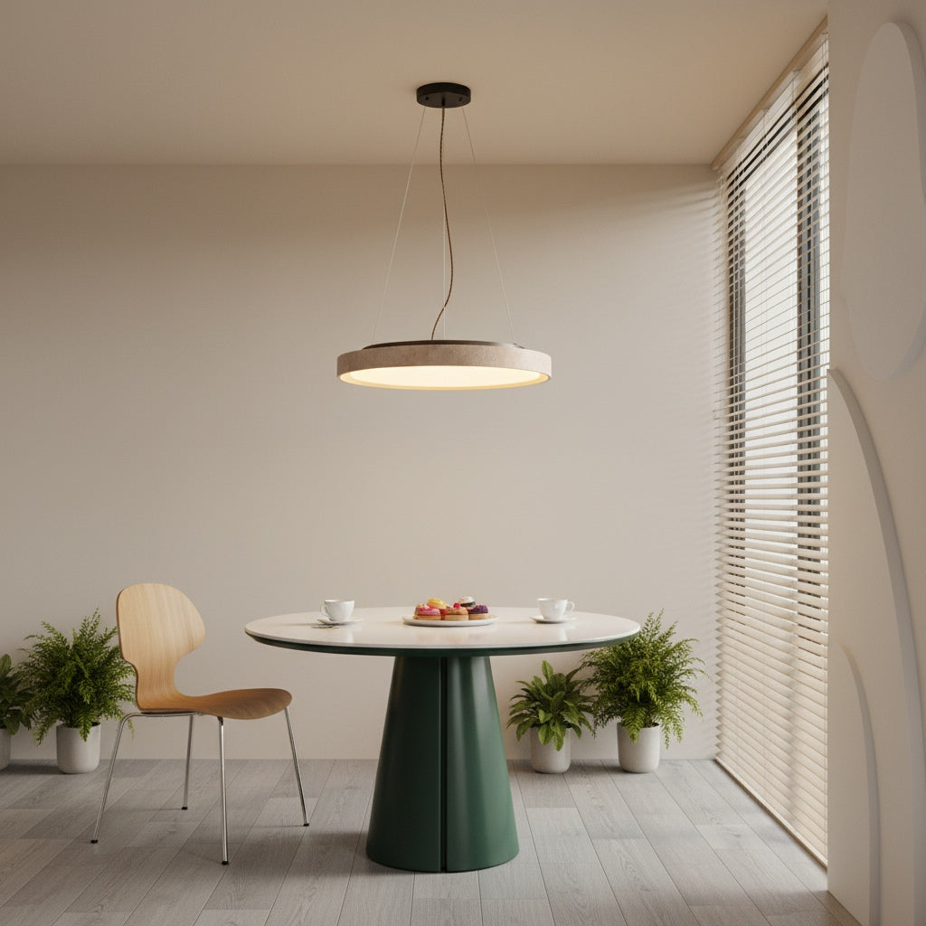 Lampe suspendue minimaliste Miravelle avec abat-jour en pierre naturelle pour salle à manger