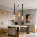 Bild in Gallery-Viewer laden, Black Metal Alabaster Chain Swag Chandelier