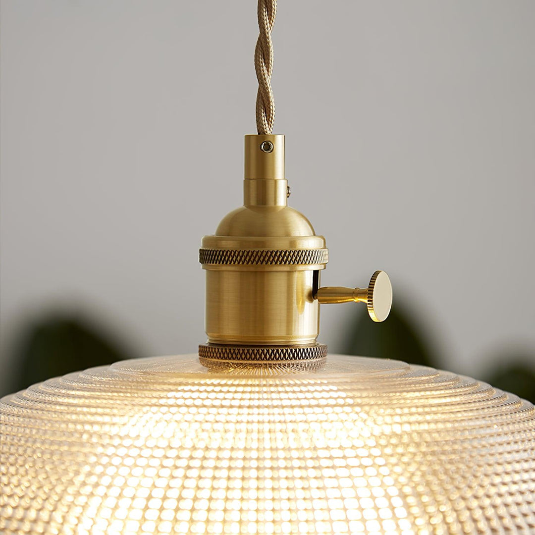 Polished Brass Domed Glass Plug-In Pendant