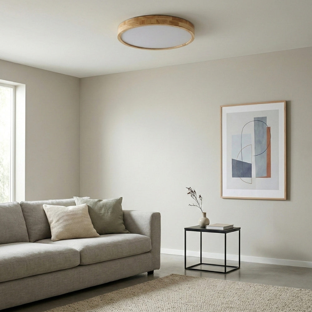 Plafonnier LignoForma en forme géométrique - Plafonnier LED contemporain en bois pour chambre et salon