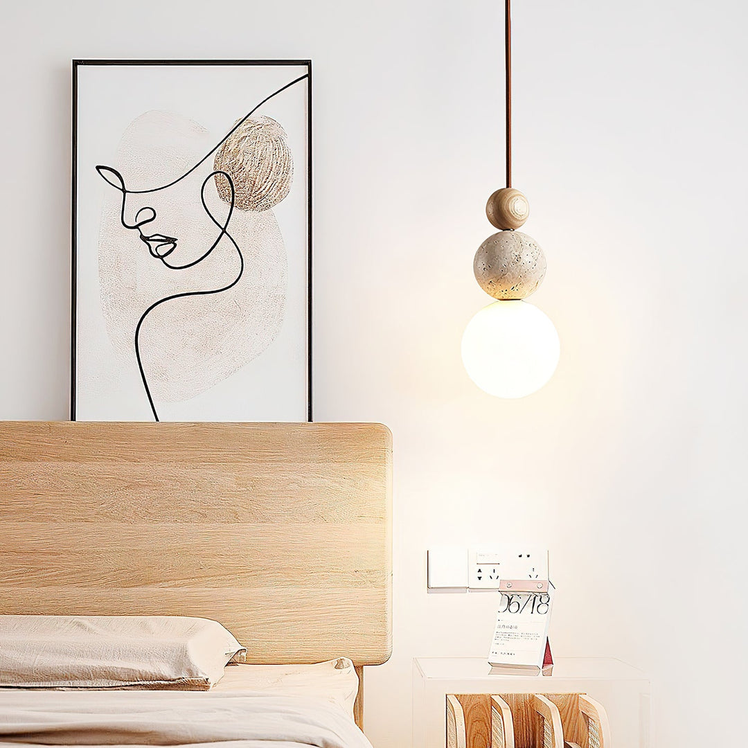 Modern Travertine Stone Globe Pendant Lamp M08