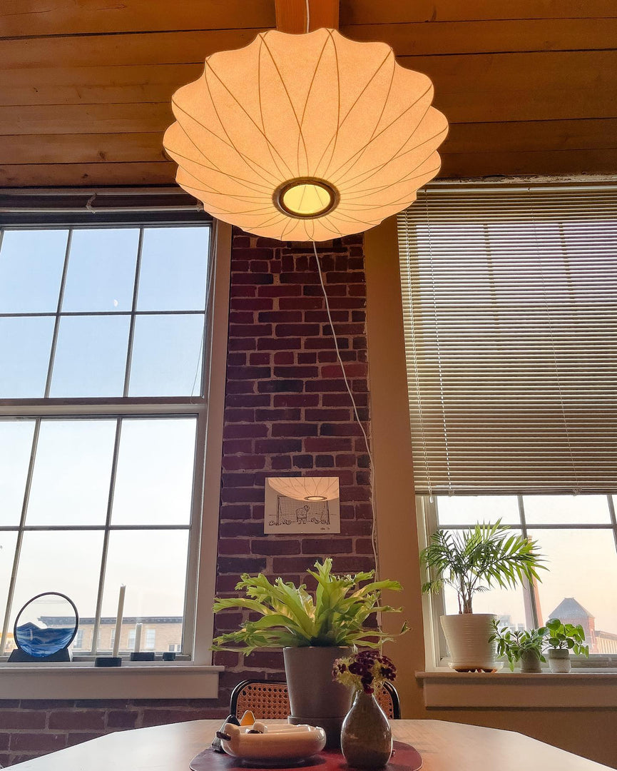 White Geometric Wire Swag Pendant Light