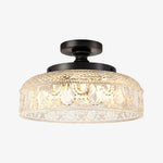 Load image into Gallery viewer, Zenarivo Vintage Floral Glass Semi Flush Mount Ceiling Light - Modern Cabin Style for Living Room