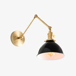 Cargar imagen en el visor de la Galería, Conique Metal Vintage Industrial Swing Arm Wall Lamp - Adjustable Dome Shade for Study
