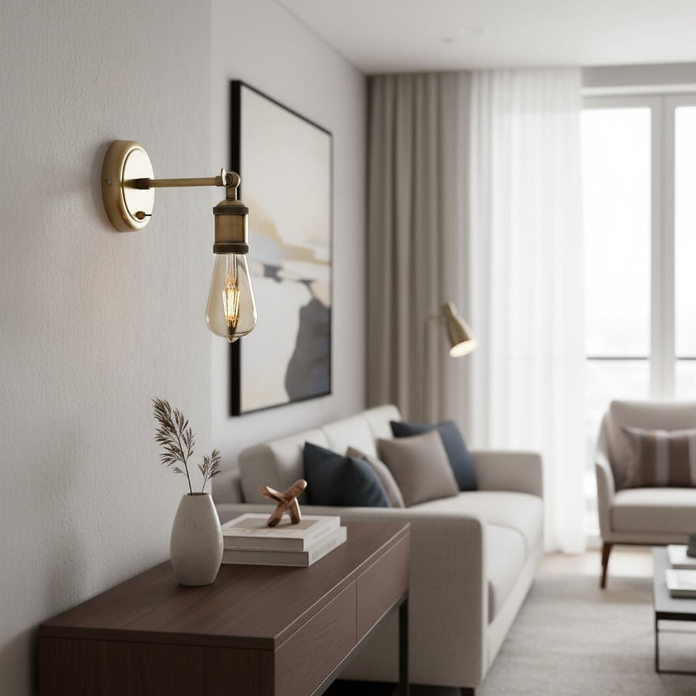 Driscoll Sleek Metal Arm Wall Light – Modern Industrial Wall Sconce for Living Room