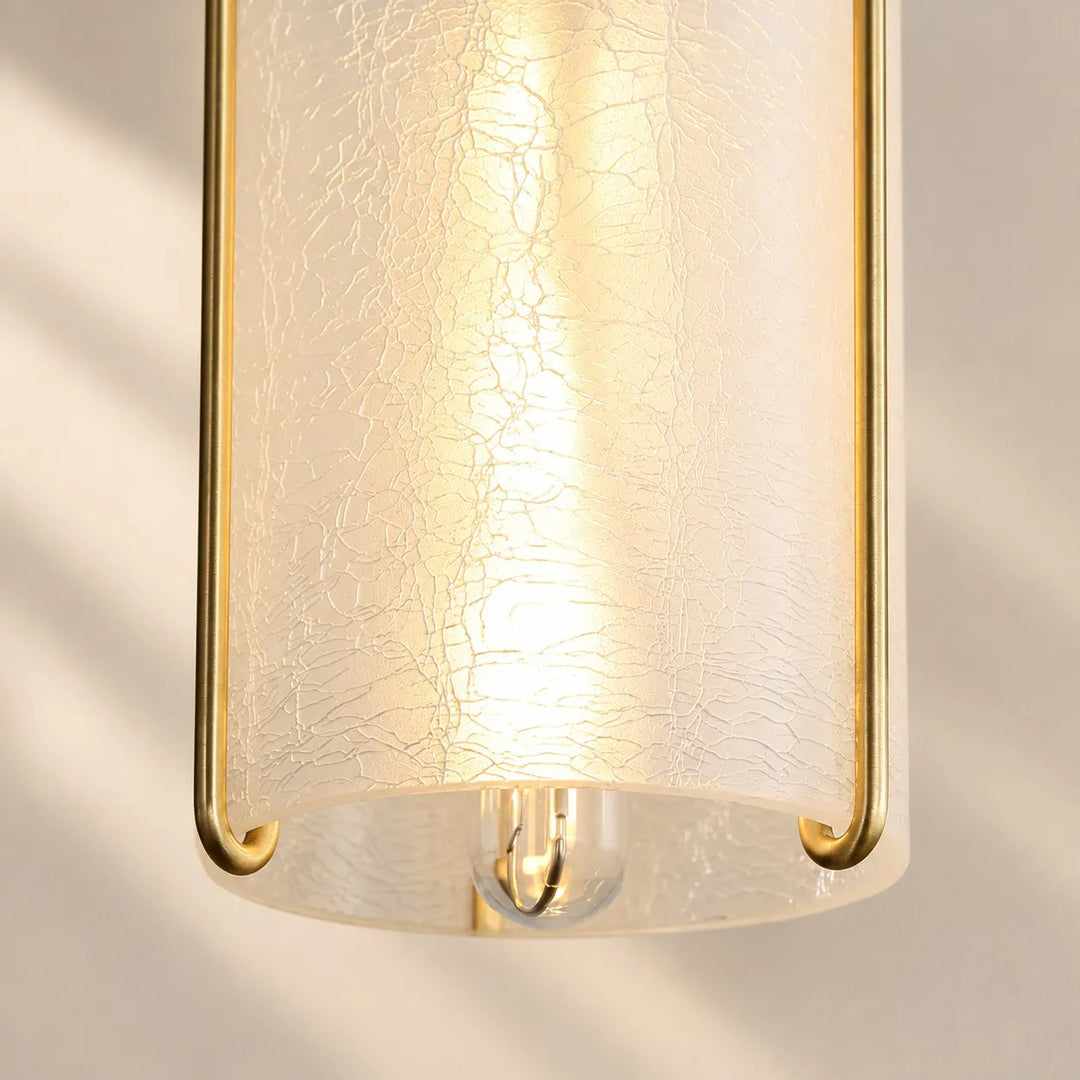Brass Rippled Frosted Glass Pendant Light