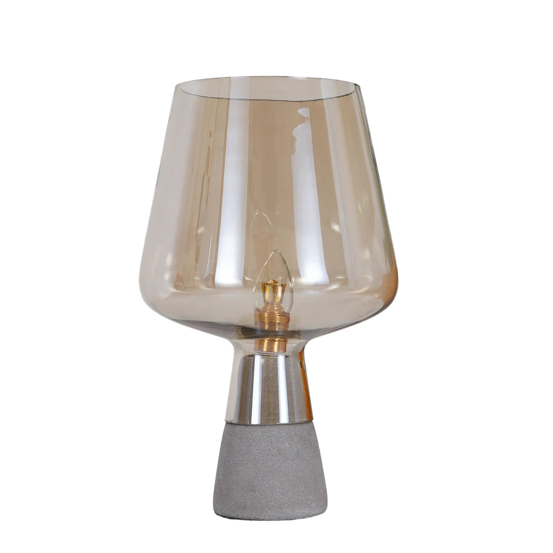 Lampe de table industrielle Concretea - Globe en verre soufflé à la main avec socle en béton pour salon