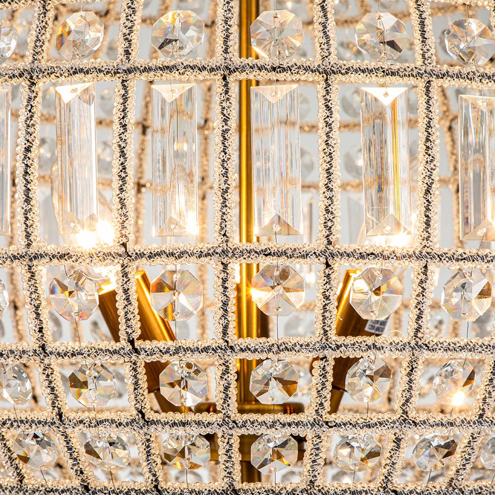 Lustre globe en cristal vintage luxueux avec finition en laiton antique