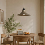 Load image into Gallery viewer, Black iron pendant lamp in a styled dining nook