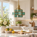 Bild in Gallery-Viewer laden, Vintage Geometric Stained Glass Pendant Lamp