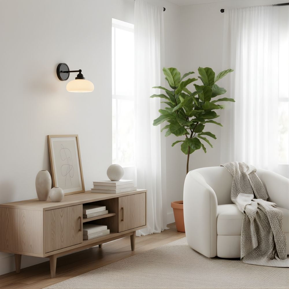 Riven Milk Glass Wall Lamp Vintage Industrial Style - Bedroom Bathroom Lighting