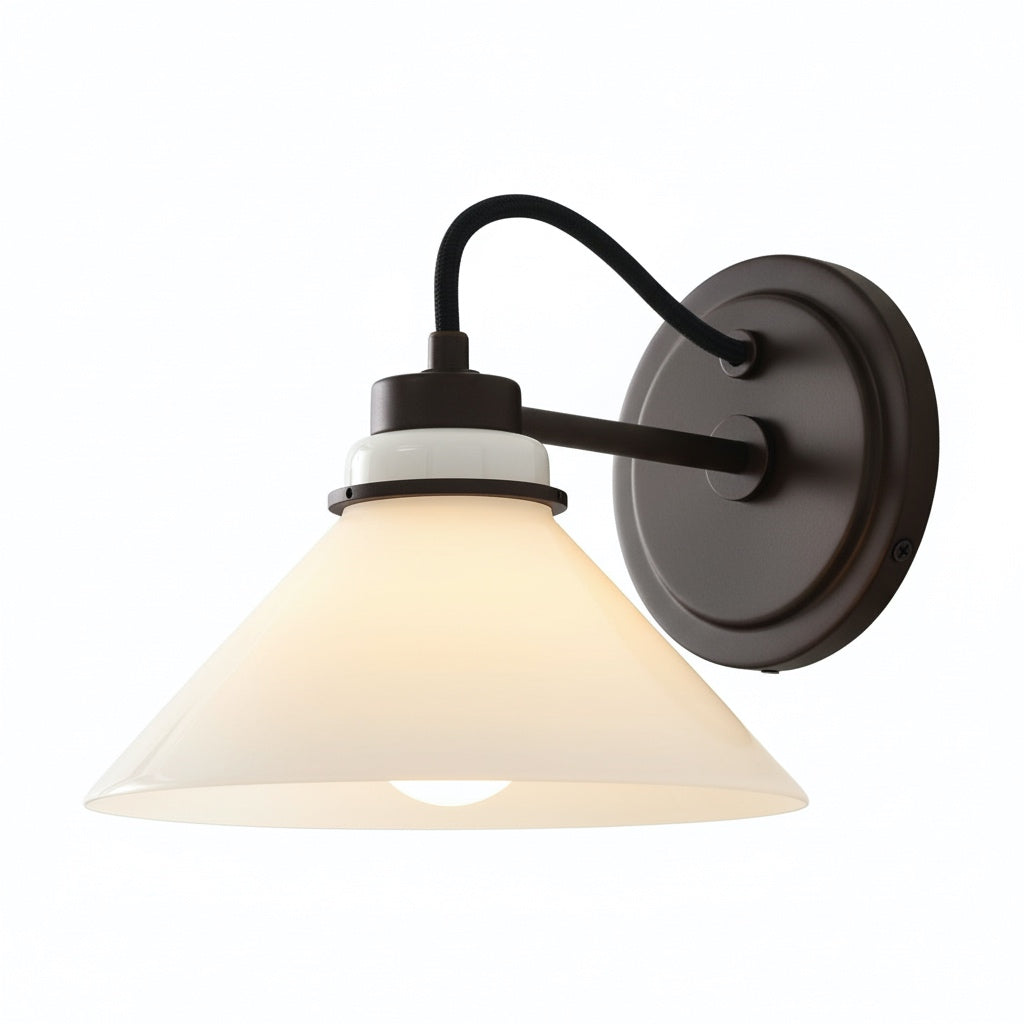 Aurenza Curved Arm Globe Wall Sconce – Modern Industrial Wall Lamp for Bathroom, Bedroom, and Hallway
