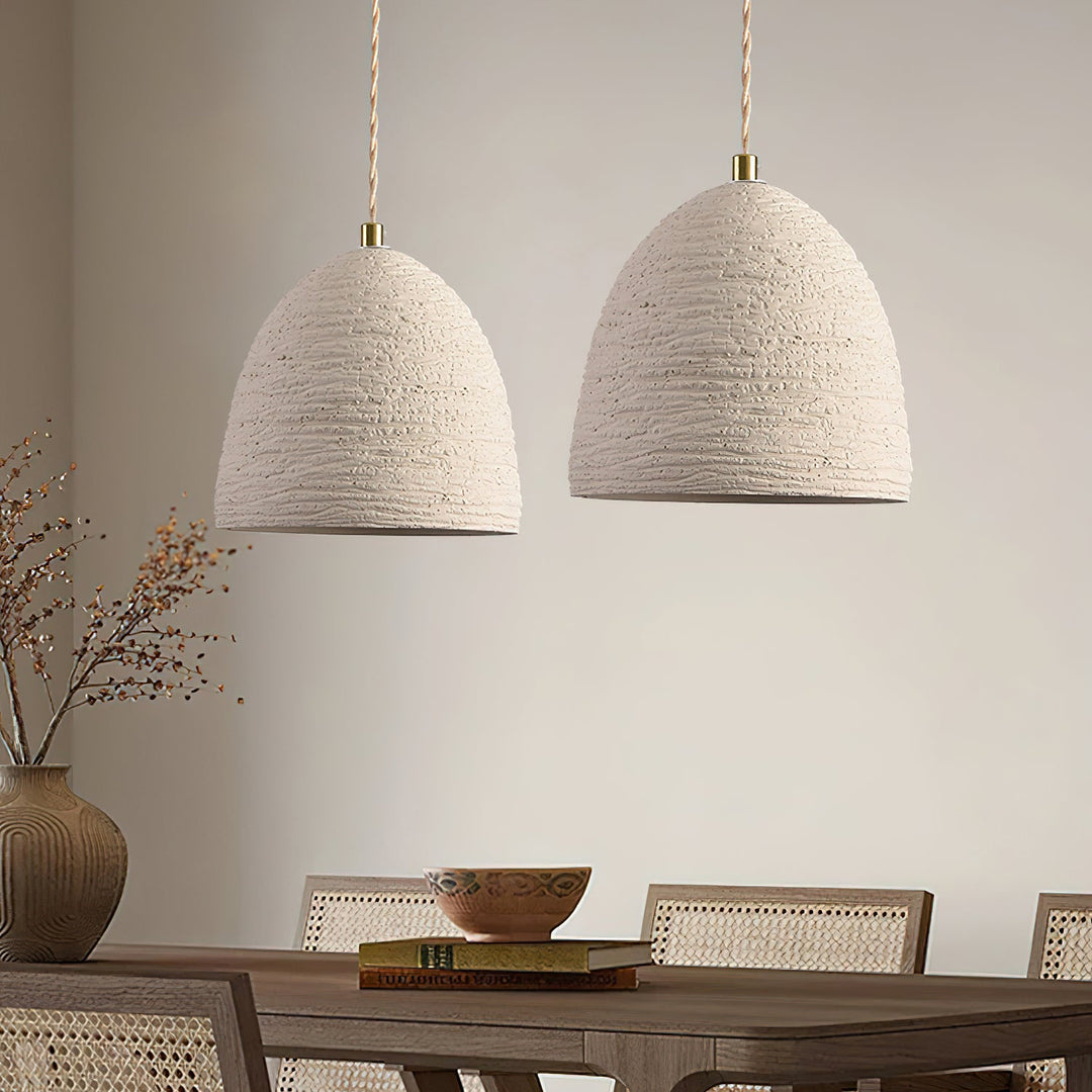Textured Cement Gold Plug-In Swag Pendant