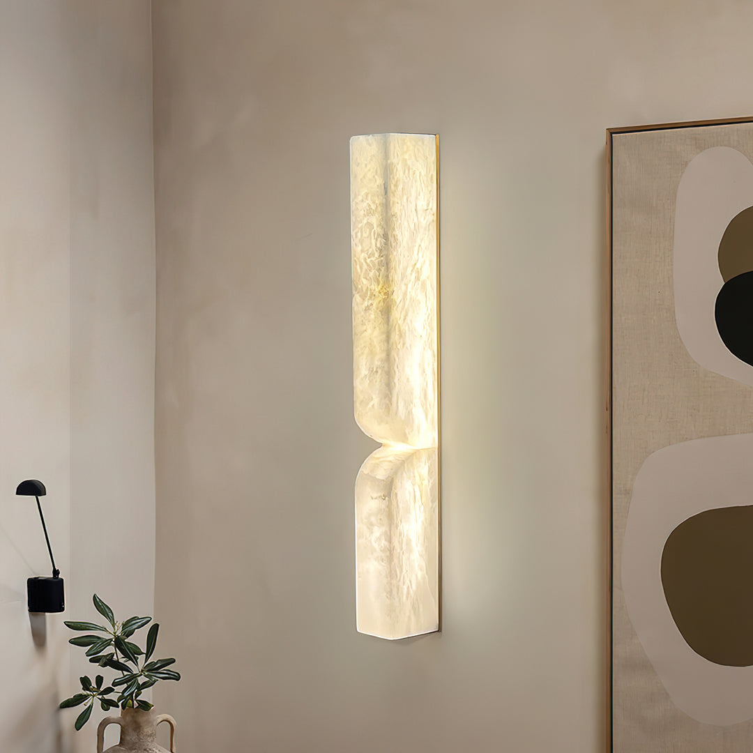 Lámpara de Pared Rectangular Moderna de Alabastro – Aplique Minimalista para Dormitorio, Pasillo y Sala