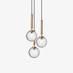 Load image into Gallery viewer, Spherical Brass Glass Plug-In Swag Pendant
