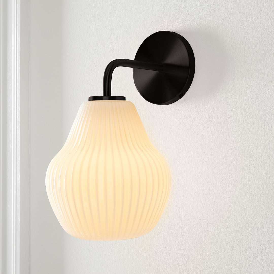 Aplique de pared Rivrona de vidrio estriado - Lámpara de tocador moderna de vidrio esmerilado