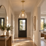Bild in Gallery-Viewer laden, Hammered Glass Pendant Light with a 13.8-inch shade and minimal hardware - New2609-1024497 interior scene