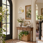 Cargar imagen en el visor de la Galería, Brass Band Hourglass Shade Capiz Petal Wall Light