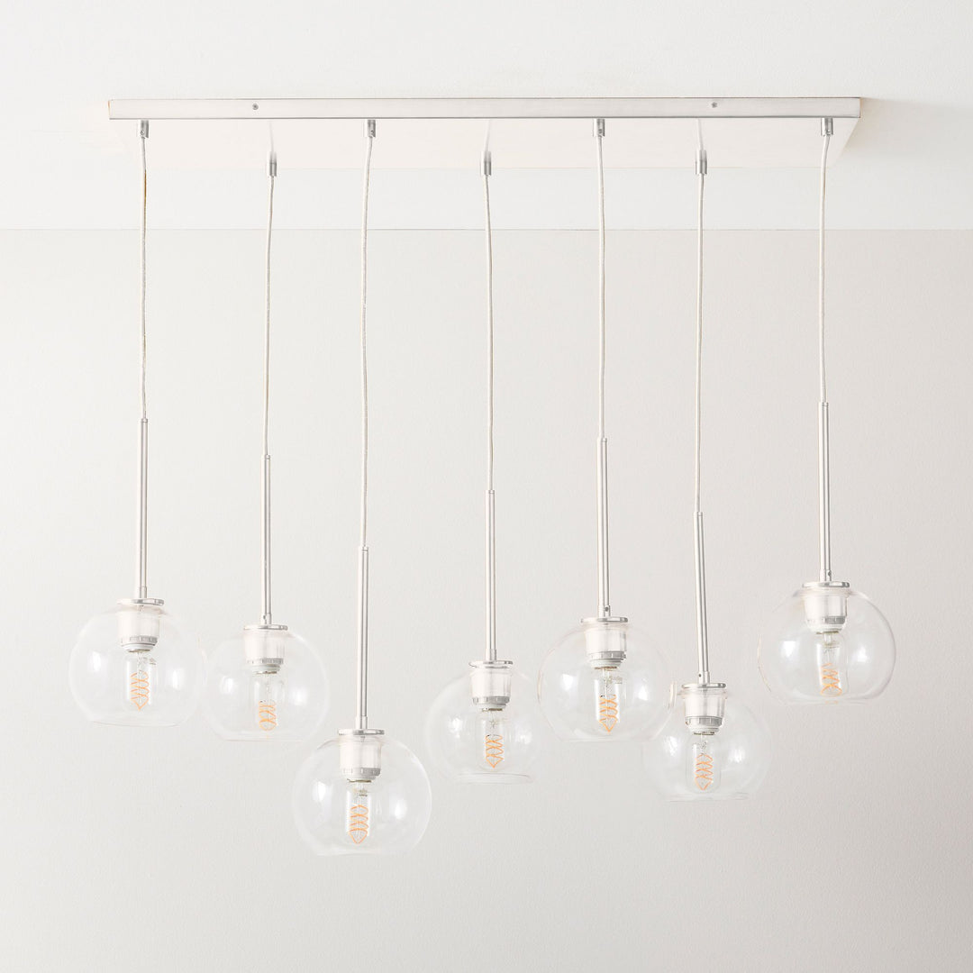 Selvion Eleganter 7-Licht Kugel Kronleuchter – Glas Pendelleuchte