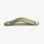 Load image into Gallery viewer, Cowhide leather and brass cabinet pull handle color and size option