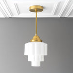 Charger l&#39;image dans la visionneuse de galerie, Geotower Glass Art Deco Pendant Light – Modern Industrial Ceiling Fixture for Living Room &amp; Bedroom
