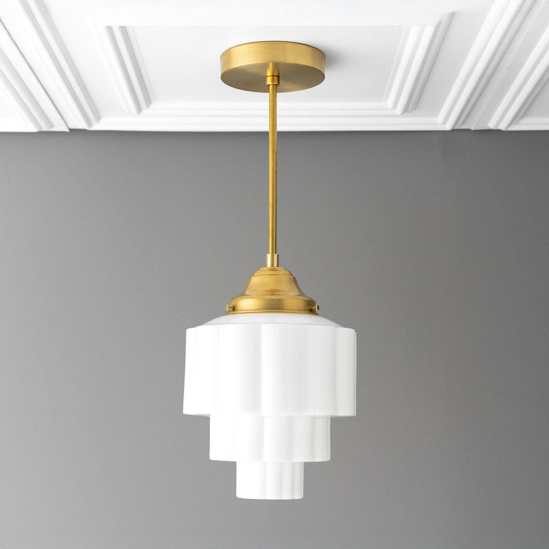 Geotower Glass Art Deco Pendant Light – Modern Industrial Ceiling Fixture for Living Room & Bedroom