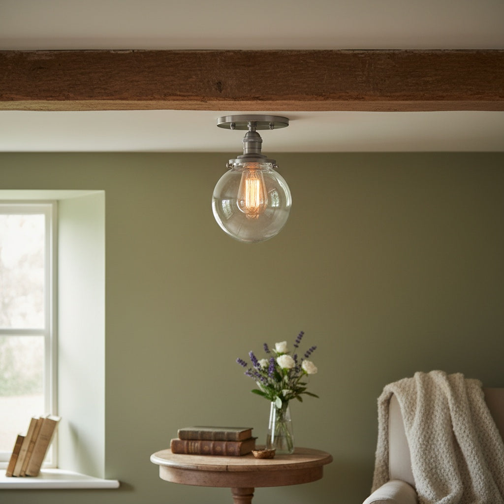 Glorica Glass Retro Globe Ceiling Light - Vintage Industrial Home Lighting