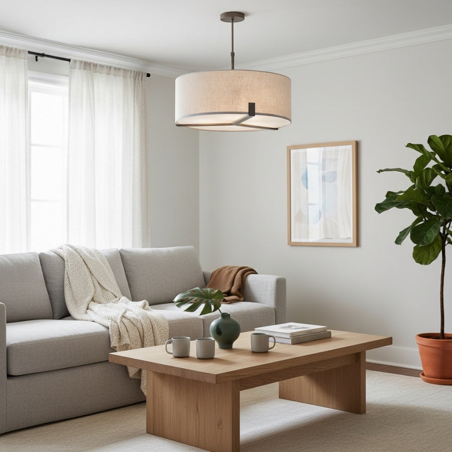 Tela Modern Klassische Pendelleuchte mit Stoffdiffusor für Kücheninsel und Eingangsbereich