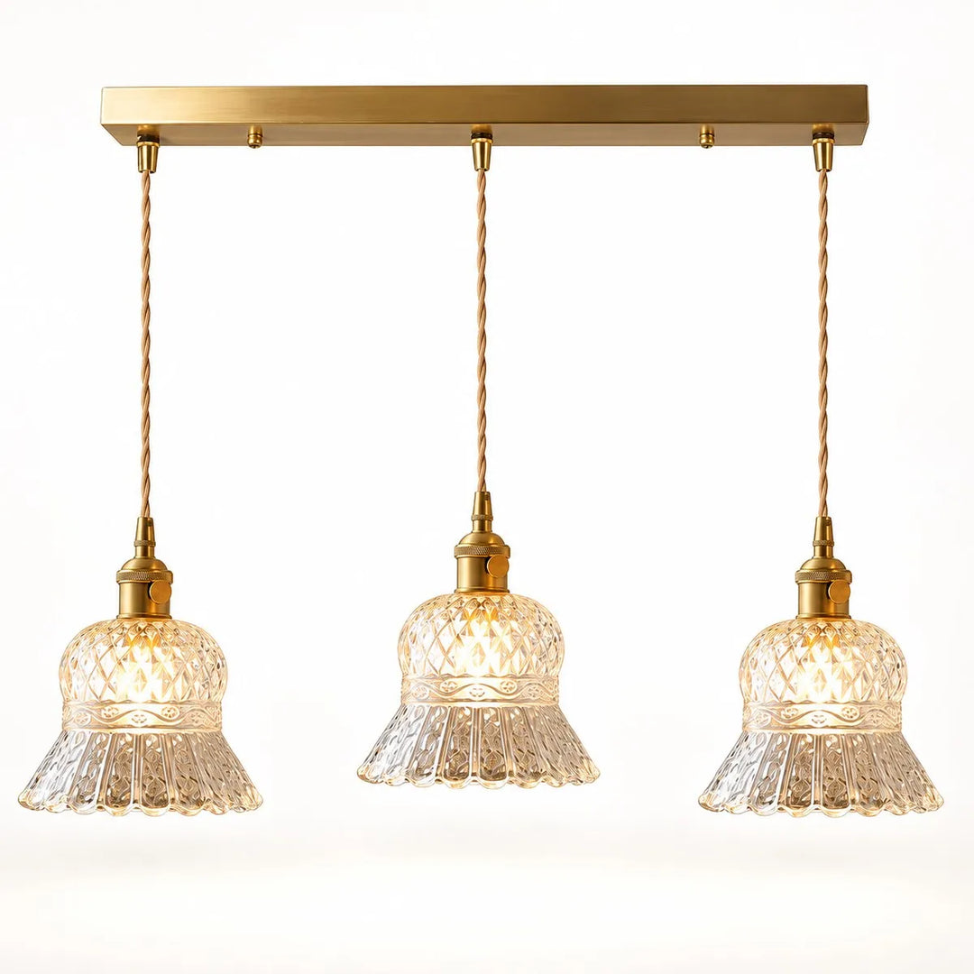 Vintage Brass Pineapple Glass Pendant Lamp