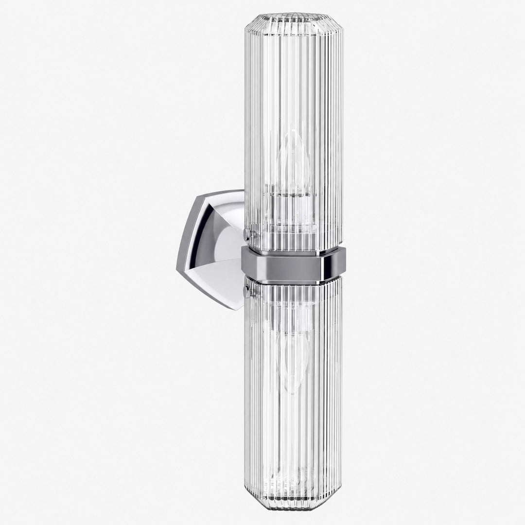 Ridged Shade Armed Cup Metal Plate Wall Light