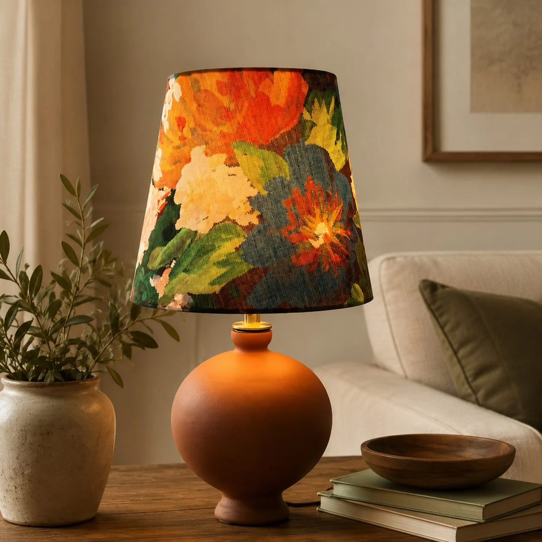 Art Bouquet floral ceramic table lamp on a side table