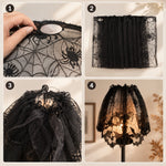 Cargar imagen en el visor de la Galería, Halloween Black Lace Spider &amp; Bat Lampshade Cover