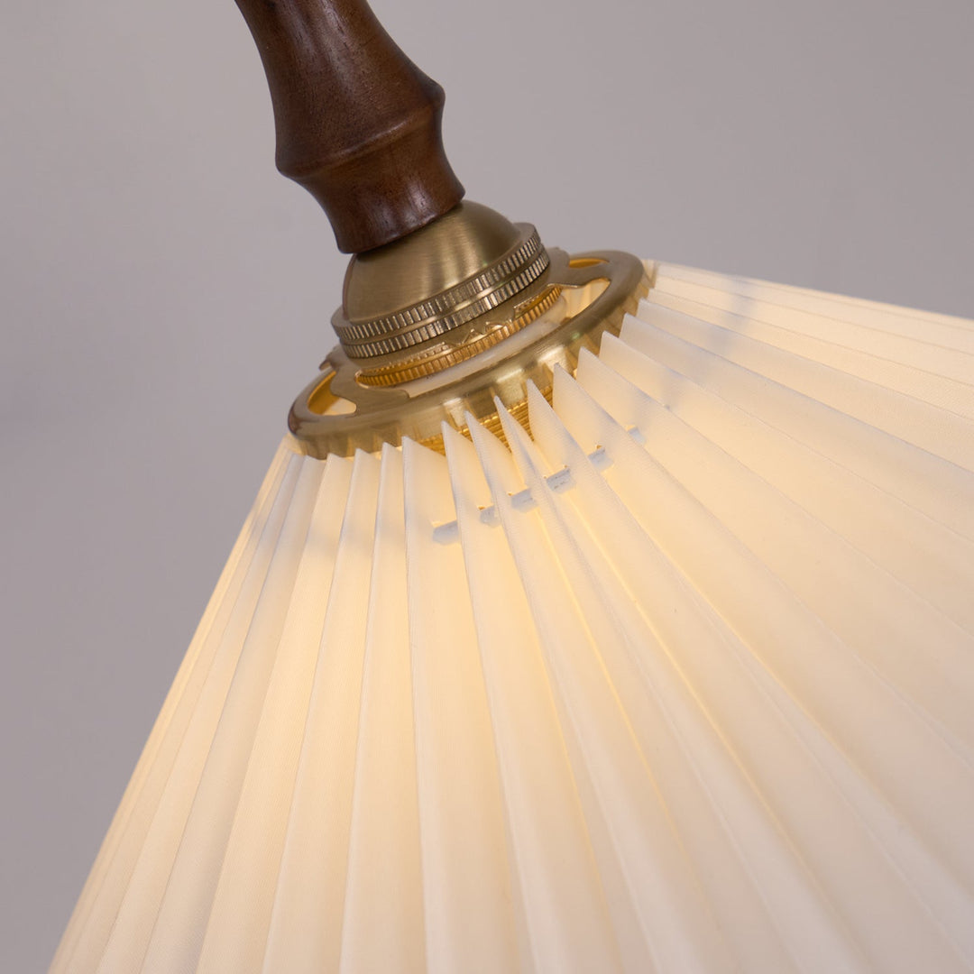 White Fabric Walnut Brass Plug-In Pendant