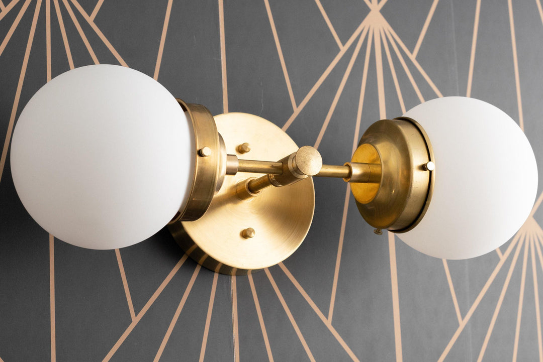 Lumio Globe Modern Geometric Sconce - Two Light Bathroom Vanity Lighting