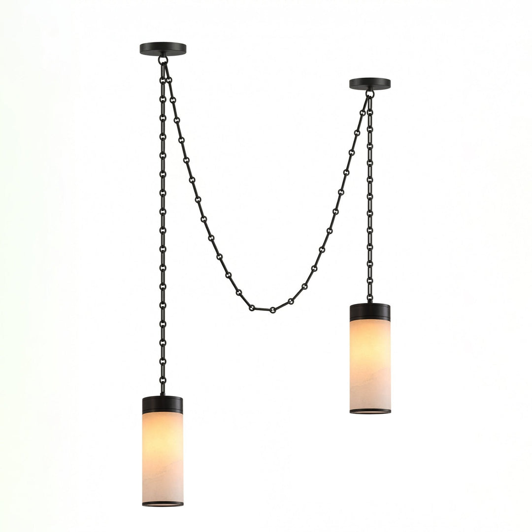 Cream Alabaster Chain Hardwired Pendant Light