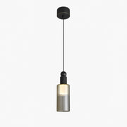 Single natural copper mini pendant by a kitchen window