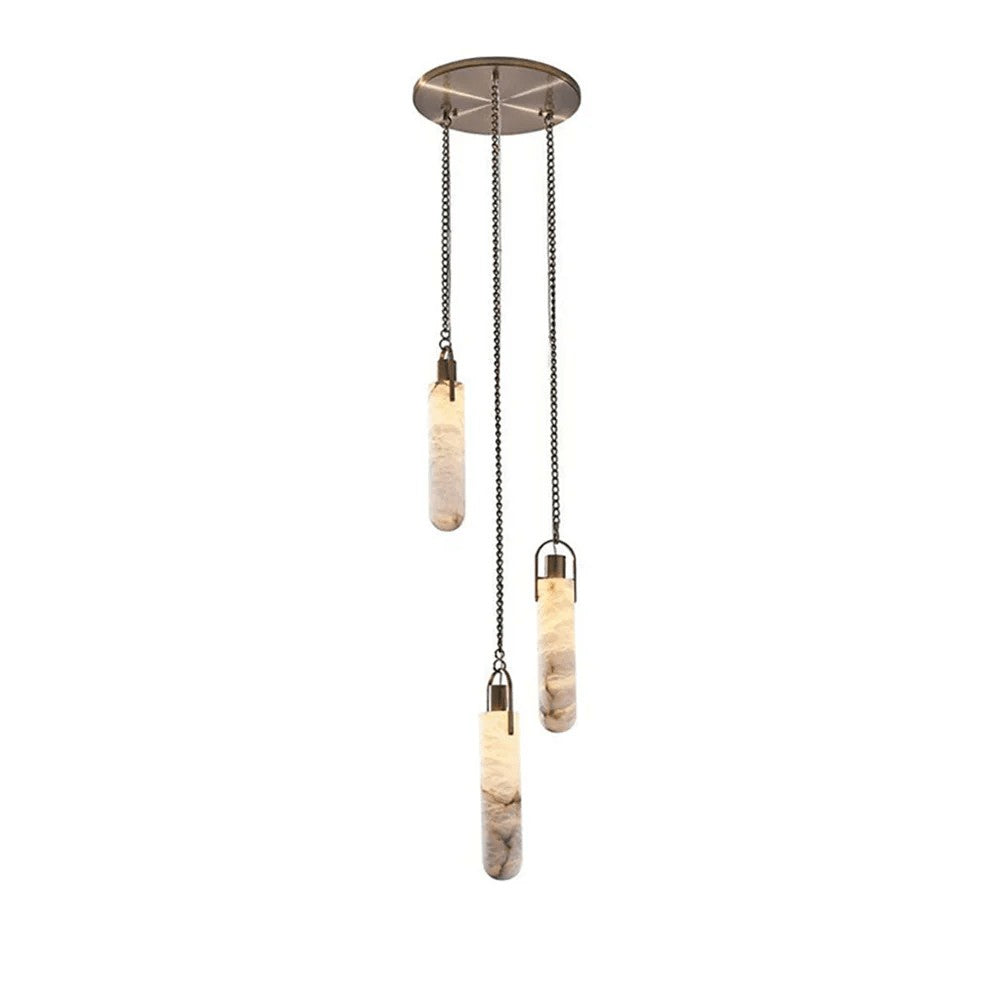 Carved Alabaster Hardwired Chandelier