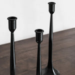 Cargar imagen en el visor de la Galería, Black iron candle holder cup and hand-finished texture detail