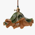 Cargar imagen en el visor de la Galería, Dark green leather pendant light large size SKU view