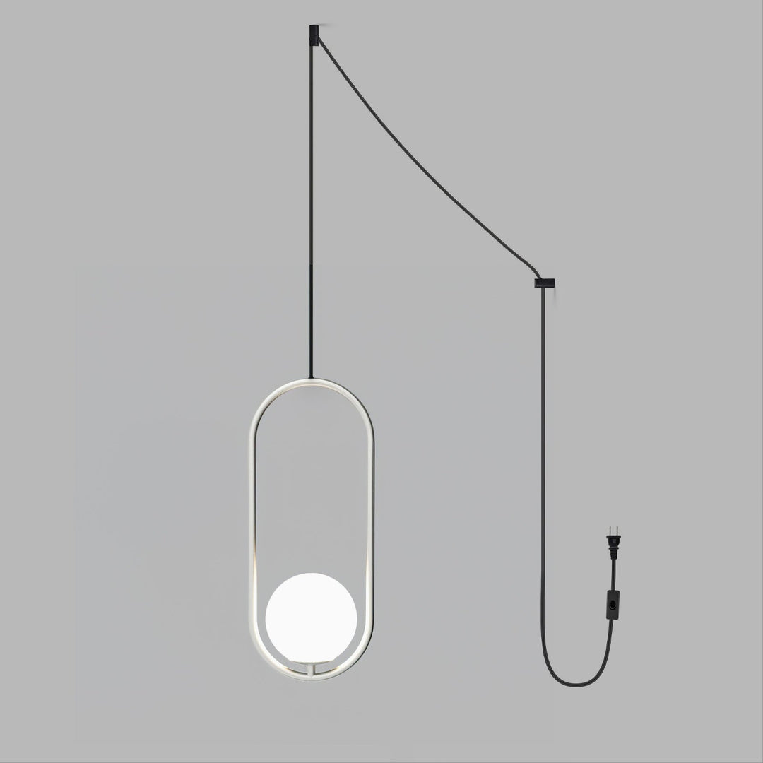 Pearl Glass Sphere Brass Plug-In Pendant