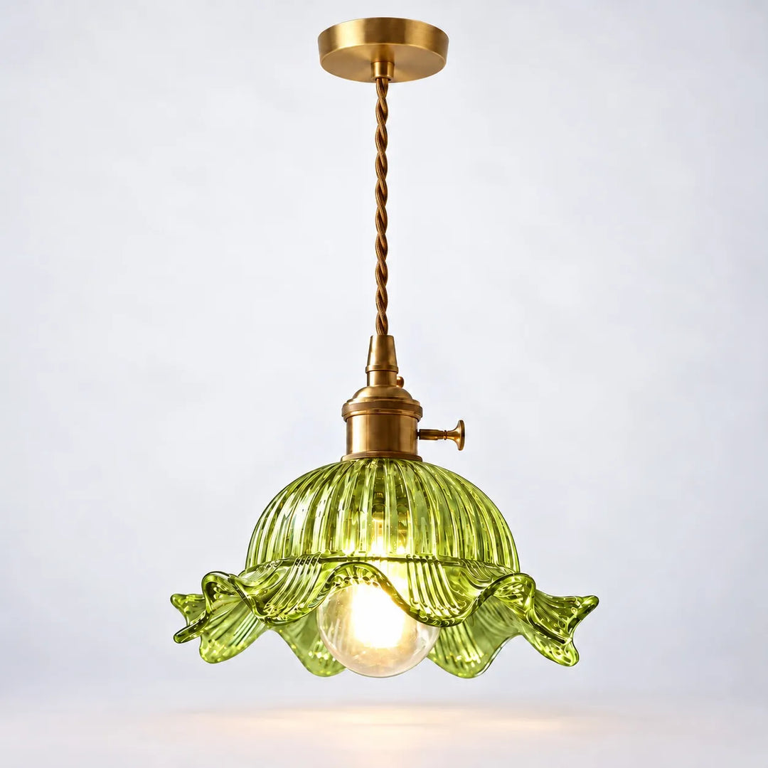 Vintage Wavy-Edge Glass Pendant Lamp