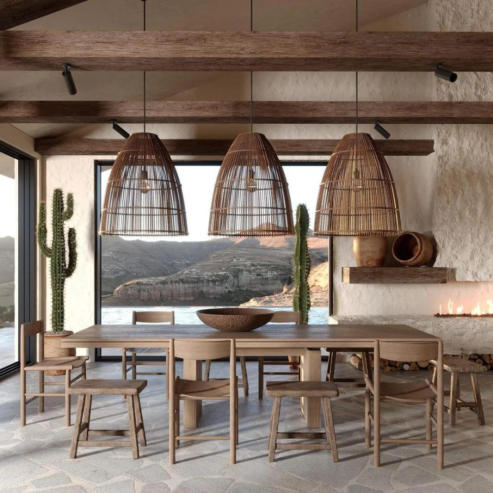 Runa Boho Rattan Pendant Light