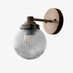 Load image into Gallery viewer, Glorica Glass Aged Brass Wall Sconce - Ribbed Glass Shade Industrial Style Lighting
